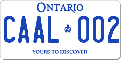 ON license plate CAAL002