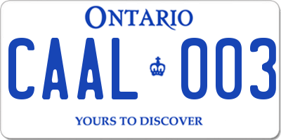 ON license plate CAAL003