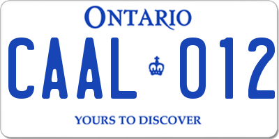 ON license plate CAAL012