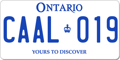 ON license plate CAAL019