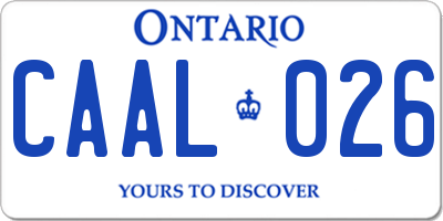 ON license plate CAAL026