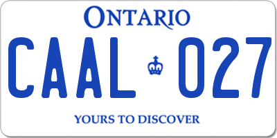 ON license plate CAAL027