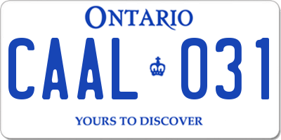 ON license plate CAAL031