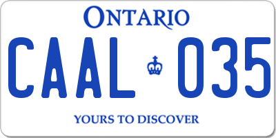 ON license plate CAAL035