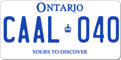 ON license plate CAAL040