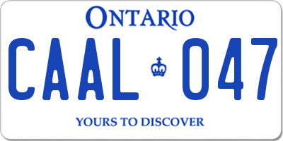 ON license plate CAAL047