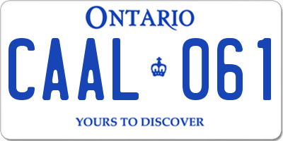 ON license plate CAAL061