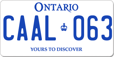 ON license plate CAAL063