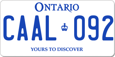 ON license plate CAAL092