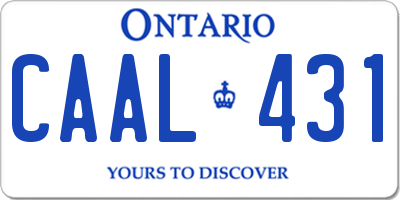 ON license plate CAAL431