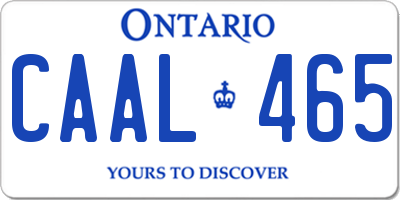 ON license plate CAAL465