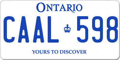 ON license plate CAAL598