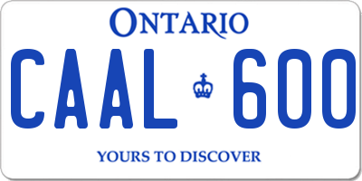 ON license plate CAAL600