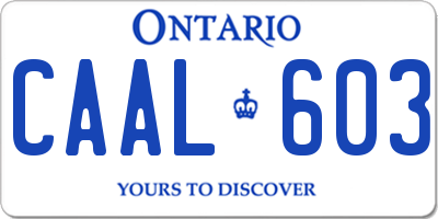 ON license plate CAAL603