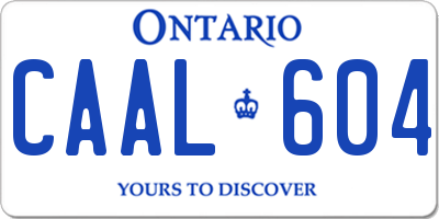 ON license plate CAAL604