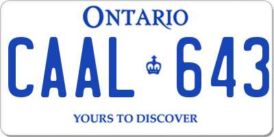 ON license plate CAAL643