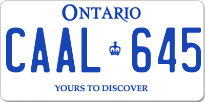 ON license plate CAAL645