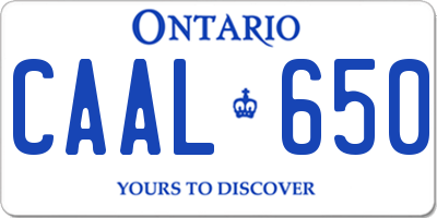 ON license plate CAAL650