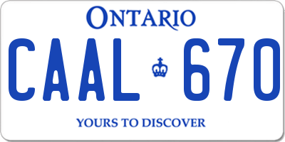 ON license plate CAAL670