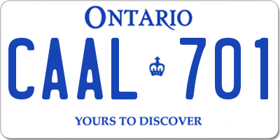 ON license plate CAAL701