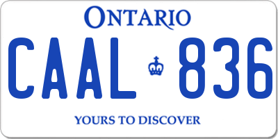 ON license plate CAAL836