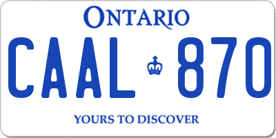 ON license plate CAAL870