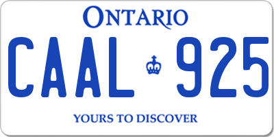 ON license plate CAAL925