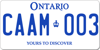 ON license plate CAAM003