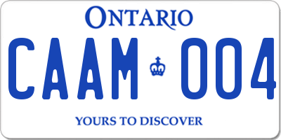 ON license plate CAAM004