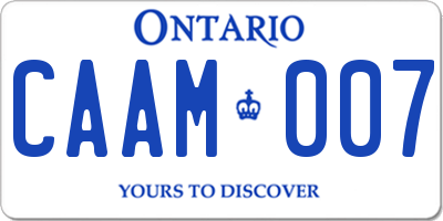 ON license plate CAAM007