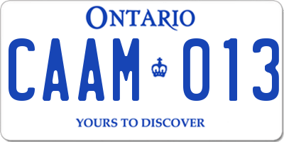 ON license plate CAAM013