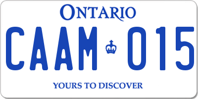 ON license plate CAAM015