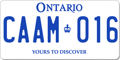 ON license plate CAAM016