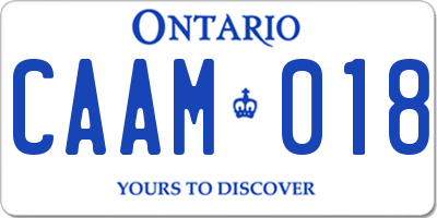 ON license plate CAAM018