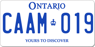 ON license plate CAAM019