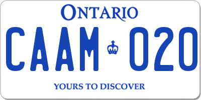 ON license plate CAAM020