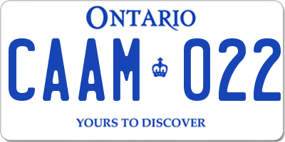 ON license plate CAAM022