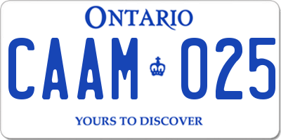 ON license plate CAAM025