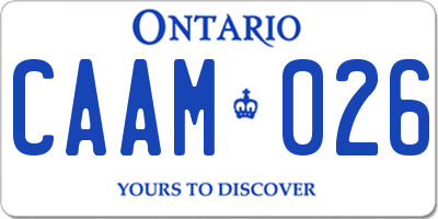 ON license plate CAAM026