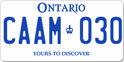 ON license plate CAAM030