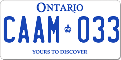 ON license plate CAAM033