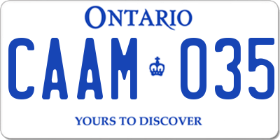 ON license plate CAAM035