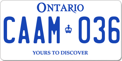 ON license plate CAAM036