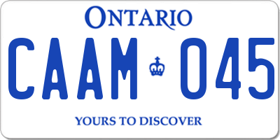 ON license plate CAAM045