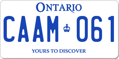 ON license plate CAAM061