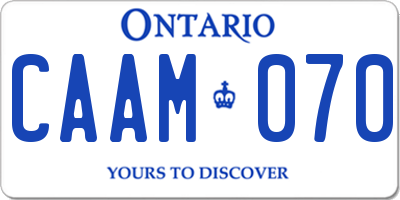 ON license plate CAAM070