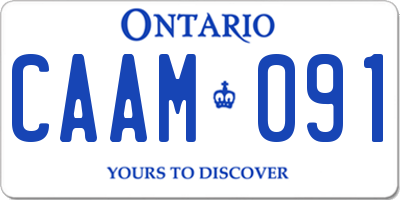 ON license plate CAAM091