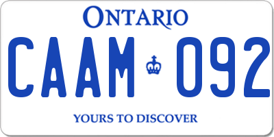 ON license plate CAAM092