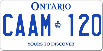 ON license plate CAAM120