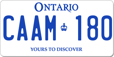 ON license plate CAAM180